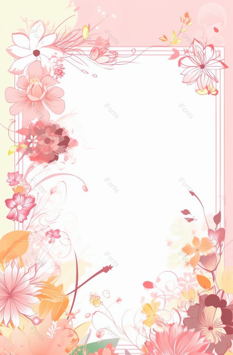 小清新花朵手绘边框效果背景图,插画/手绘图,插画/手绘图库,插画/手绘图下载,插画/手绘